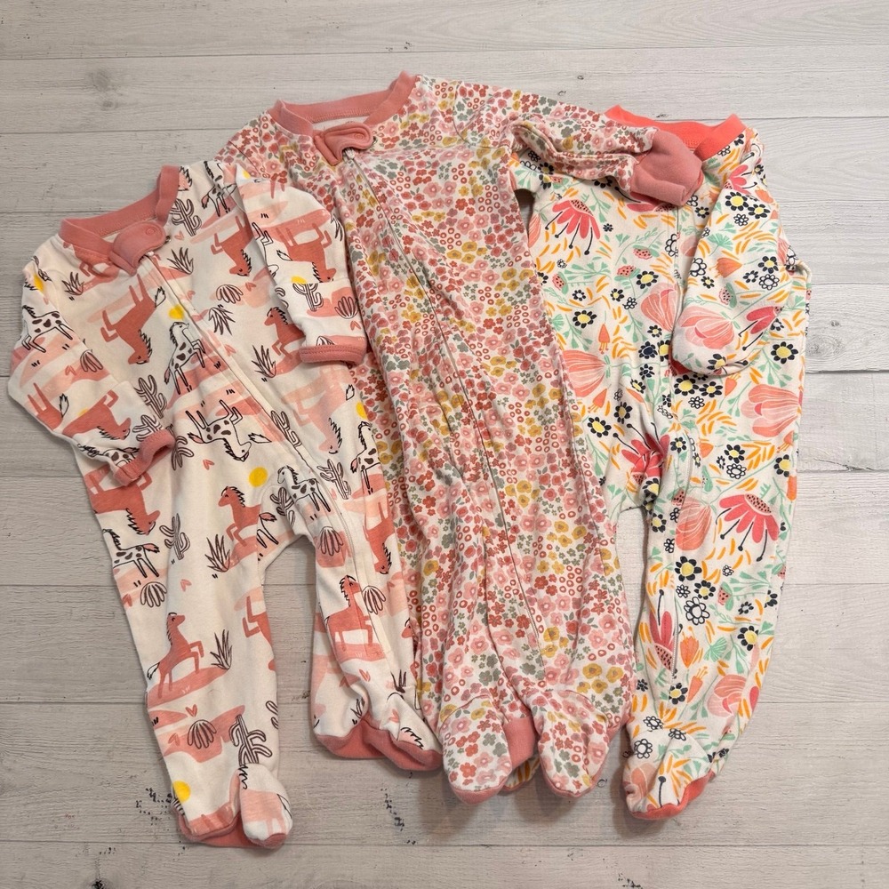 Honest baby company organic cotton footed sleeper bundle 0-9‎ months